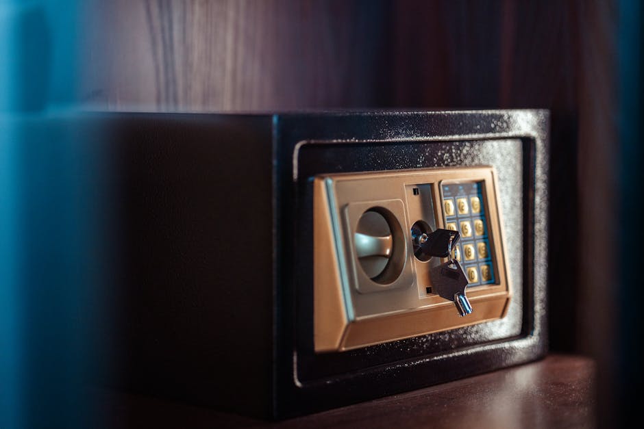 A secured business note represented by a locked safe with key