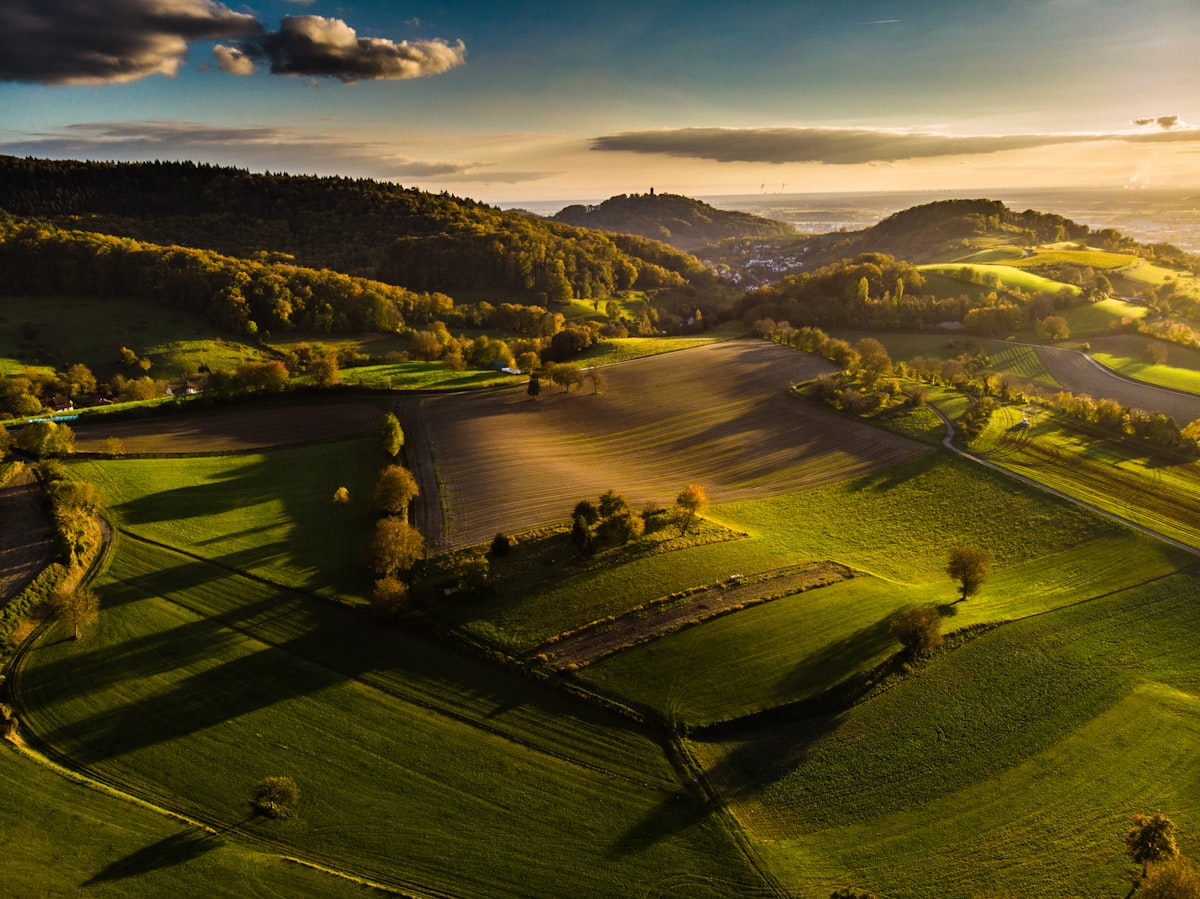 Aerial view of raw rolling hills — factors that determine vacant land note pricing